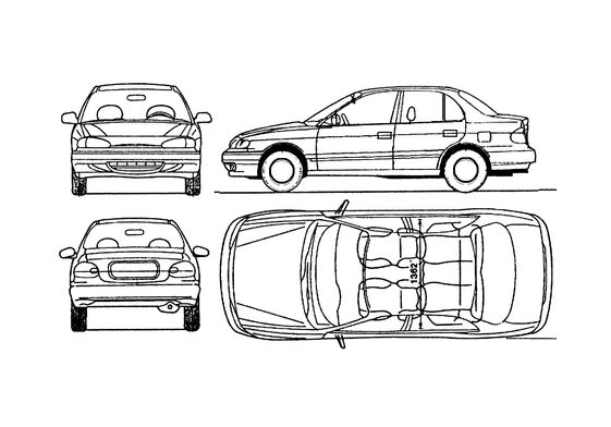 Download drawing Hyundai Accent Sedan 1994 in ai pdf png svg formats